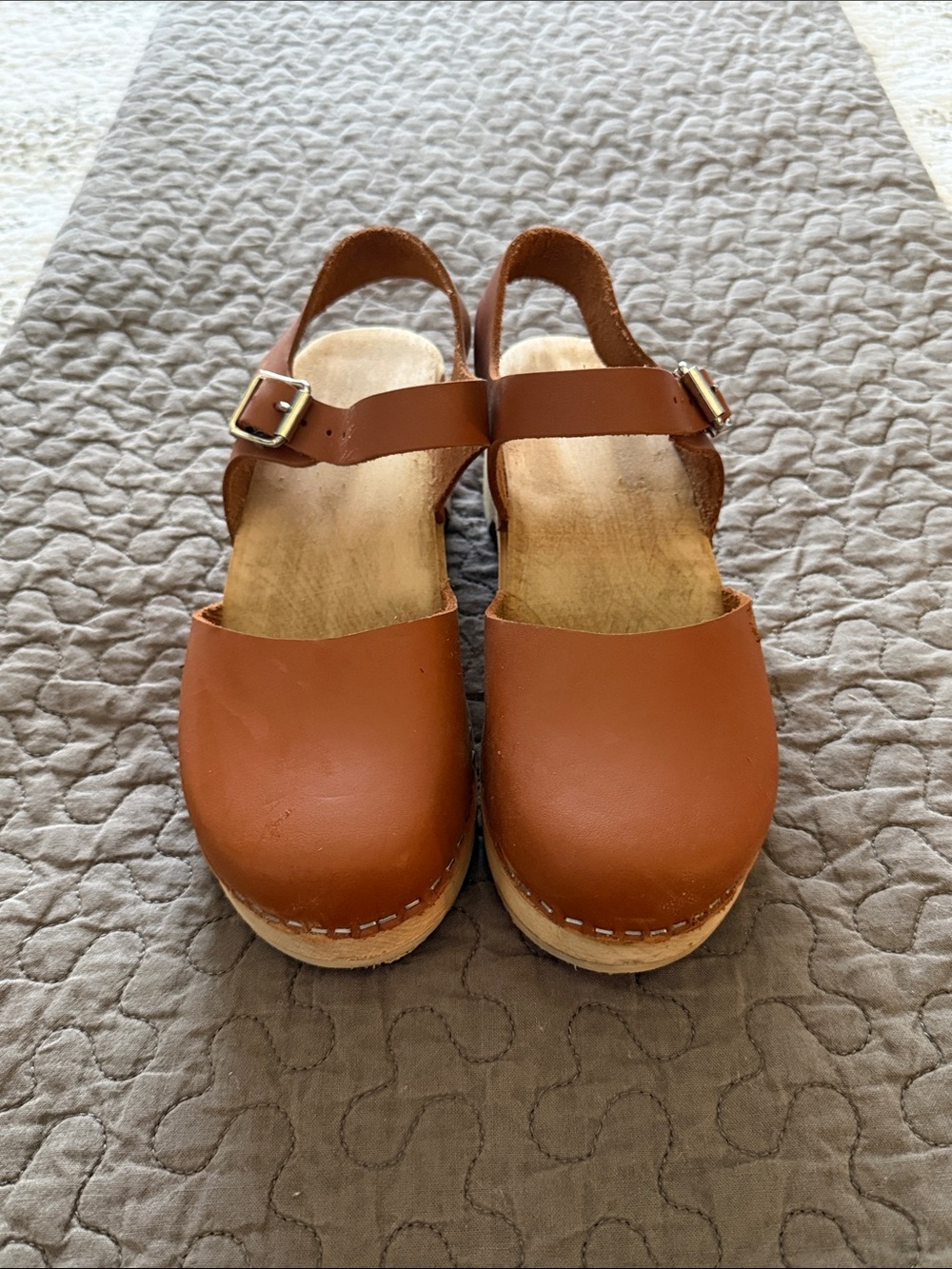 MIA Tan Leather Buckle Clogs - Picture 2 of 9